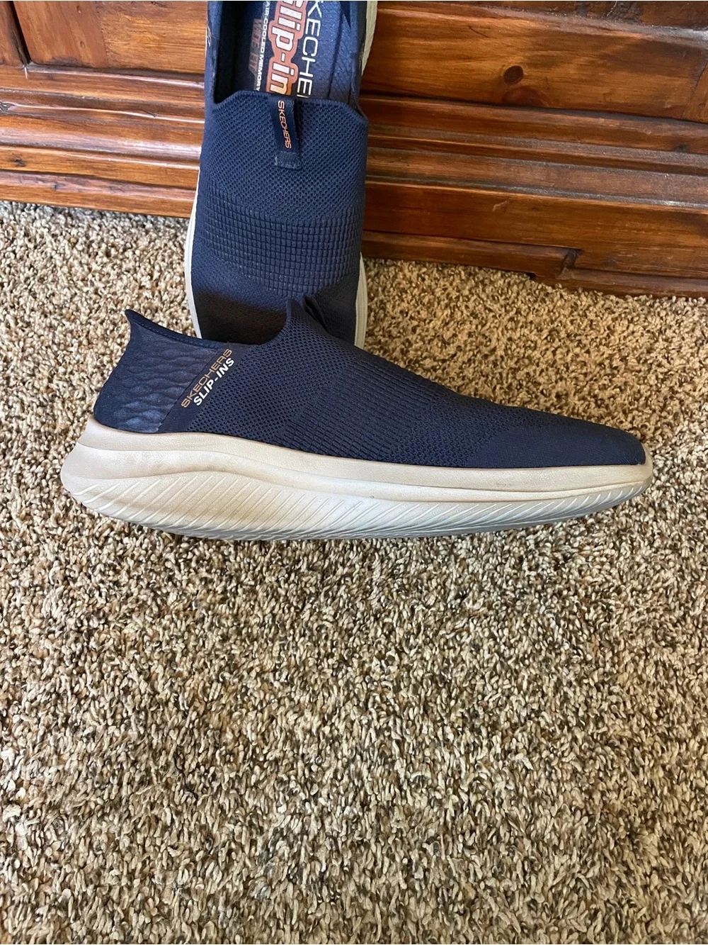 Skechers Navy Slip-On Men's Athletic Sneakers